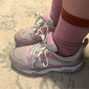 pink lavender and white Nine West chunky sneakers